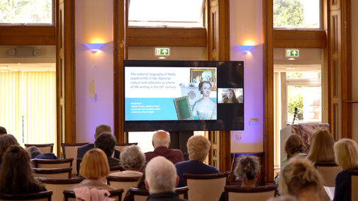 Emily Deal presenting a paper at the A la Ronde Symposium